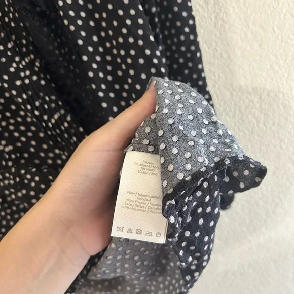 Boden Cynthia Polka Dot Lace Blouse Black White Size 4 Women's 3/4 Sleeve Formal - Picture 5 of 9